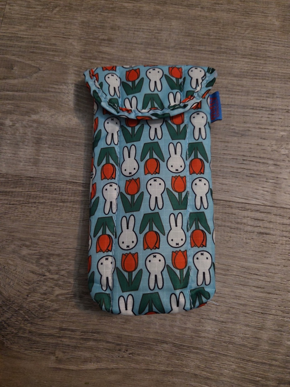 Cute Bunny & Tulip Eyeglass Pouch in Light Blue